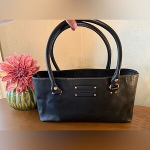 Kate Spade Black Shoulder Bag w/Hot Pink Polka Dot Interior